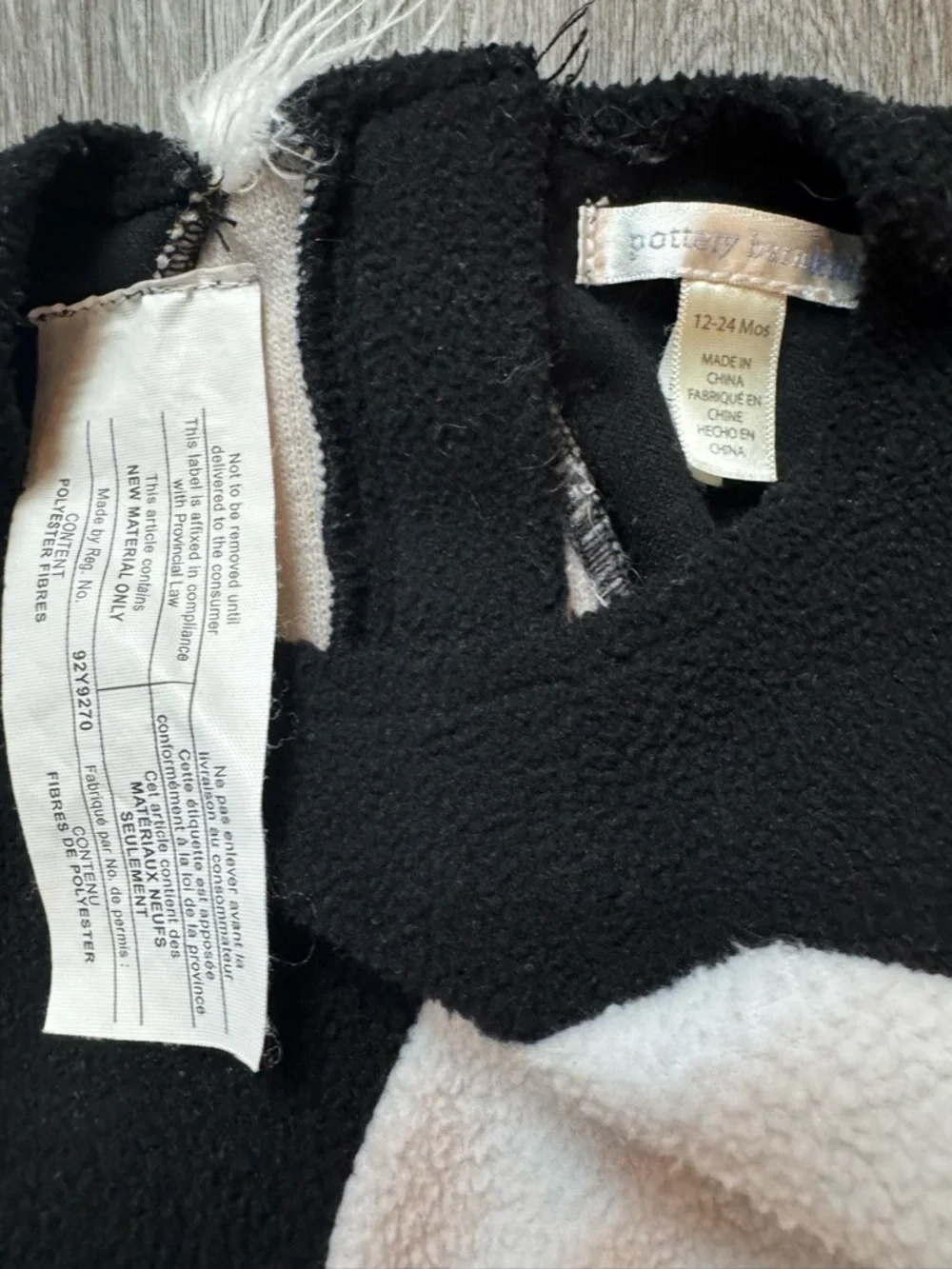 Pottery Barn 12-24 month skunk costume
